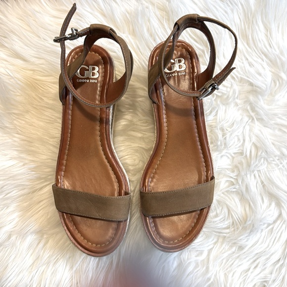 Gianni Bini Brown Leather Espadrille Sandals Size Women's 81/2 - Picture 2 of 5